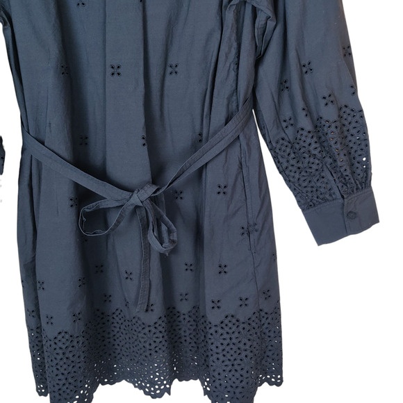 Ulla Johnson Gemma Broderie Anglaise Eyelet Cotton Poplin Shirt Dress Black 8/10 - Picture 8 of 14